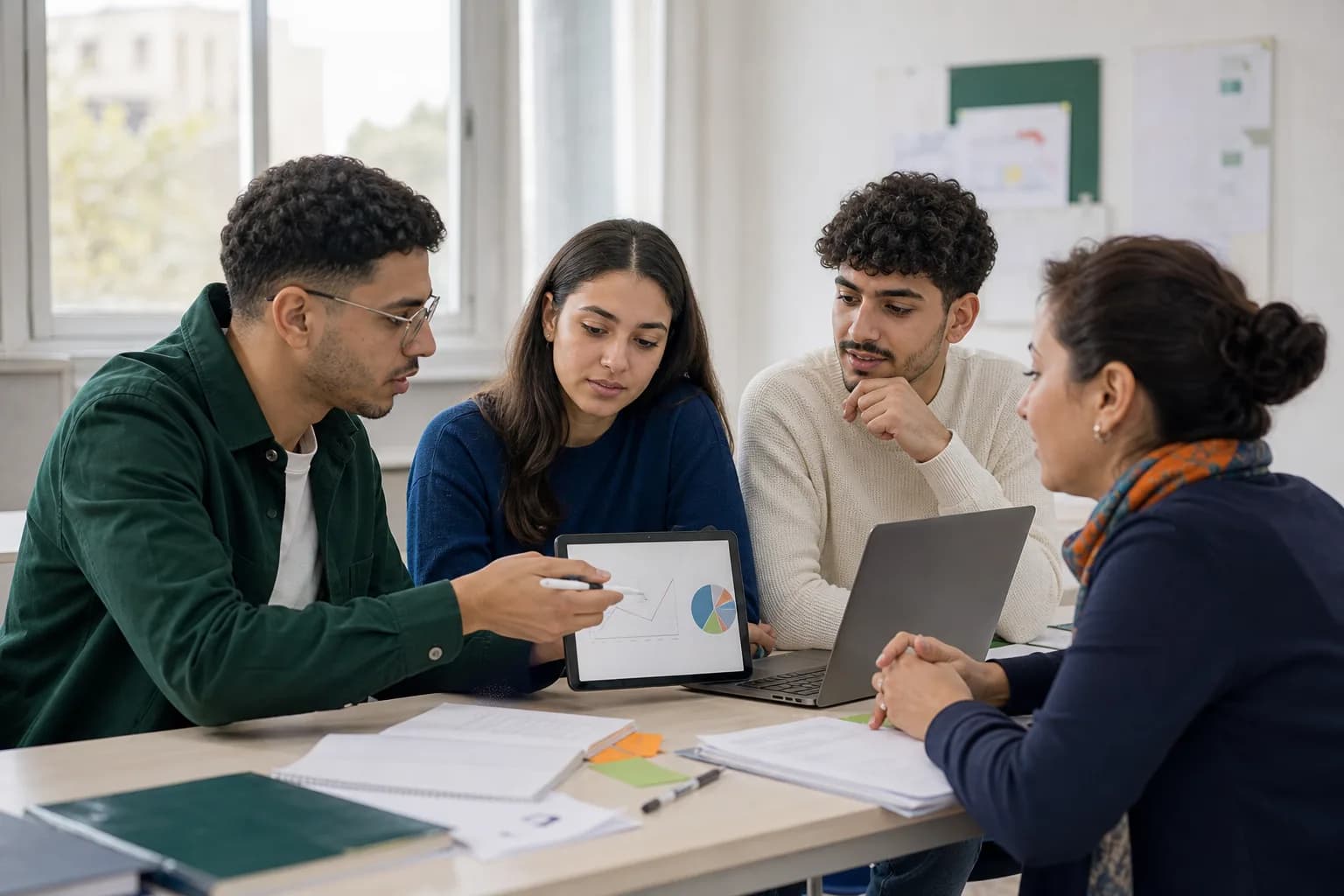 Illustration d’un groupe échangeant autour d’un projet de formation