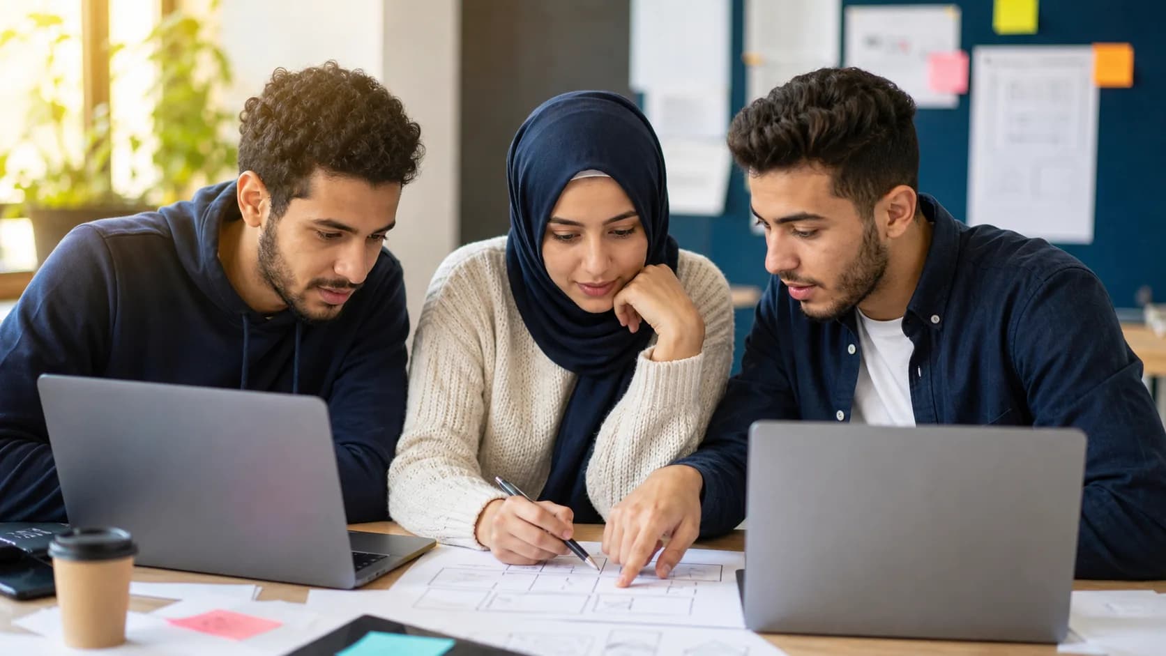 Illustration d’étudiants concevant ensemble une application logicielle